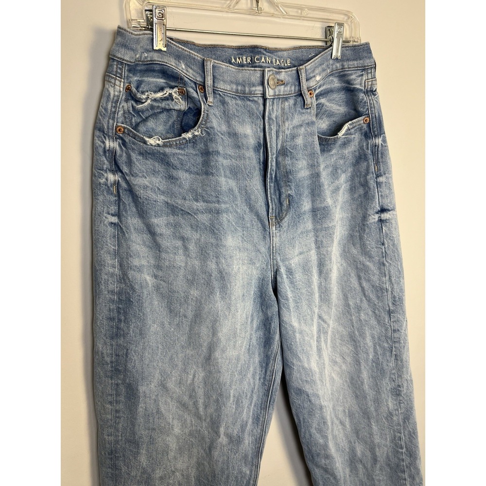 American Eagle Baggy Jeans 33x30 Women 14 Light Wash Cotton - Picture 4 of 8